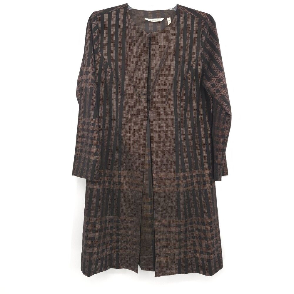 Soft Surroundings Stonehaven Plaid Duster Coat Cardigan Jacket Size‎ PM brown